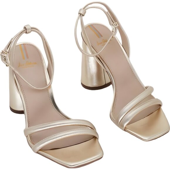 Sam Edelman Kia Block Heel Gold Strappy Sandals - Picture 1 of 6